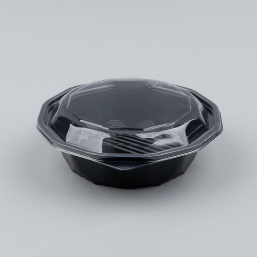 PET일회용반찬용기 원형야채포장도시락 DL-403 투명 블랙 600개세트