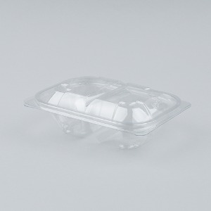 PET반찬용기 일회용 샐러드포장 DL-202-3 2칸 투명 1000개세트